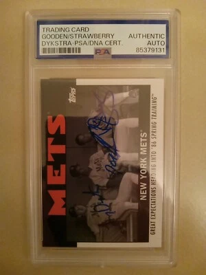 DYSTRA, STRAWBERRY, GOODEN SIGNED TOPPS #34 CARD PSA!!! Miracle METS!!! - Image 1 of 3