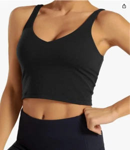 Sports Bra for Women Longline Padded Yoga Bra Workout Crop Tank Tops(White XL) - Picture 1 of 4