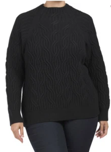 Vince Womens Sweater Plus XXXL Black Wool Cashmere Texture Cable Pullover $445 - Picture 1 of 8