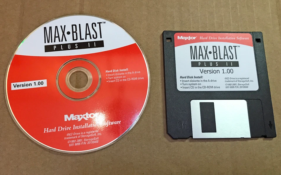 Maxtor® Max Blast™ Plus II Hard Drive Software -CD and Floppy Disk-Vintage - Image 1 of 1