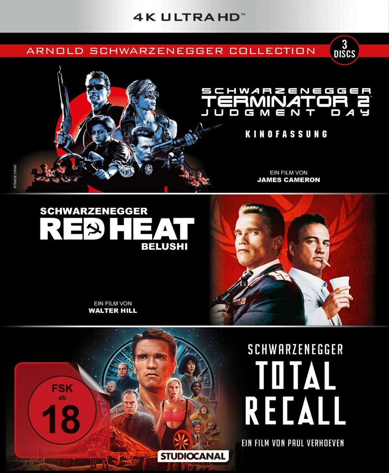 ARNOLD SCHWARZENEGGER Red Heat TERMINATOR 2 Total Recall Blu-ray NEU/OVP FSK18 - Bild 1 von 1