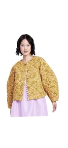 KIKA VARGAS x Target Mujer Madre Floral Acolchada Chaqueta Dorada Amarillo Festonelada Med - Imagen 1 de 9