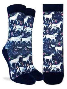 Unicorn Family Women's Active Fit Crew Socks Size 9-11 Good Luck Fashion New - Picture 1 of 1