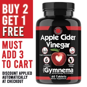 Weight Loss Apple Cider Vinegar w Garcinia Pills ACV & CLA Fat Burner 60 Ct 1 PK - Picture 1 of 15