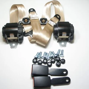 2 NEW MERCEDES SL 107 , SLC 107 beige / tan TRW / REPA SEAT BELTS ,GERMANY - Picture 1 of 3