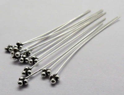 10 Piezas Cabezales Plata de Ley 925 50mm Largo Calibre 22 Alambre Hallazgos Foto 1 de 3