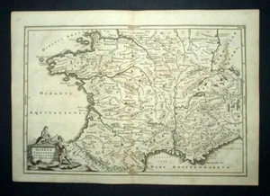 Old Map Of France With Its Rivers 1700 - Picture 1 of 5