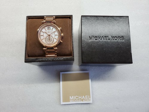 OROLOGIO DA DONNA MICHAEL KORS SAWYER CRONOGRAFO DATA ORO ROSA ST.STEEL MK6282 NUOVO