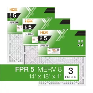 14x18x1 Standard Pleated Furnace Air Filter FPR 5, MERV 8 (3-Pack) - Picture 1 of 9