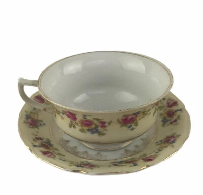 Винтажный Золотой замок Золотой замок цветочный чашка и блюдце комплект сделано в Японии золотой отделки - Изображение 1 из 4