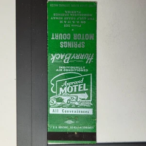 Furry Back Springs Motor Court Homosassa Springs FL Vintage 1960s Matchbook - Picture 1 of 1