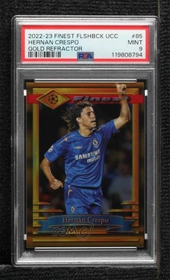 2022-23 Topps Finest Flashbacks UEFA Gold Refractor /50 Hernan Crespo PSA 9 MINT - Image 1 of 2