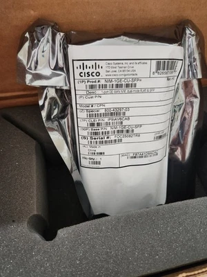 New Cisco NIM-1GE-CU-SFP 1-Port Dual Mode GE SFP WAN Network Interface Module - Image 1 of 2