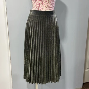 NWT Lulu's Pleated Accordion Midi Skirt Gold Metallic Holiday Cocktail Formal S - Picture 1 of 8