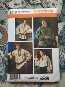 New/Uncut Simplicity 3519 Adult Sewing Pattern XS-XL Renaissance Pattern - Picture 1 of 7
