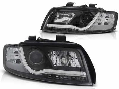 Led Light Tube Scheinwerfer in schwarz für Audi A4 B6 10.2000-10.2004 - Bild 1 von 3