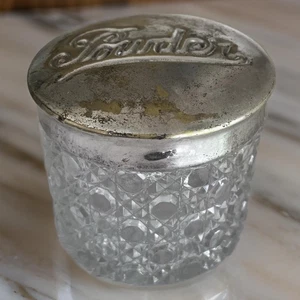 Vintage Vanity Powder Jar with Silver Plated Lid - Cut Glass c1920 - VGUC - Picture 1 of 12