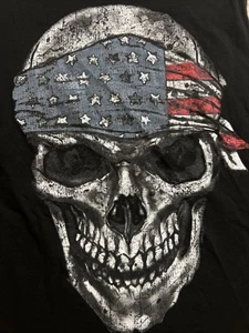 Camiseta sin mangas Patriotic American Skull para hombre talla XL (46-48) negra sin mangas de algodón - Imagen 1 de 4