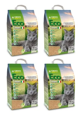 Clumping Cat Litter Croci Eco Clean Litter 4x10L Biodegradable Flushable 40L