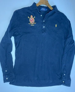Polo Ralph Lauren Polo Para Hombre Talla Grande Manga Larga Azul Marino Cresta Bordada - Imagen 1 de 12