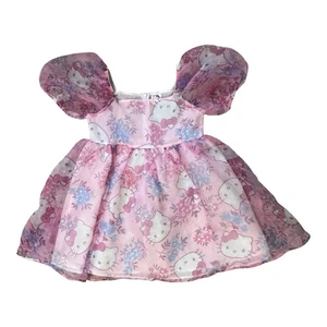 Hello Kitty Pink Floral Party Dress Girls XL 14 Puff Sleeve NWT Sanrio Character - Picture 1 of 9