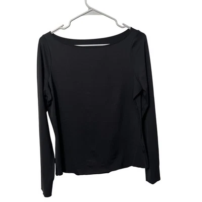 Nike Yoga Dri Fit Long Sleeve Boat Neck Top Black Womens Size Large - Image 1 of 4