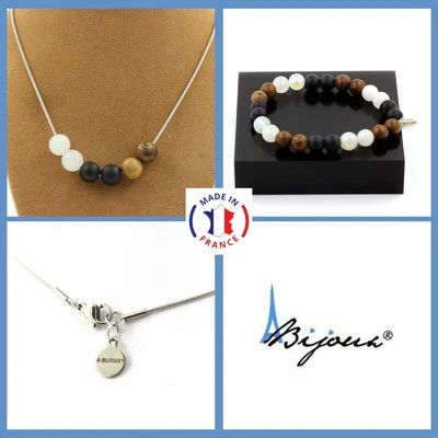 Mineralien Und Edelsteine. Schmuckset Armband Halskette Perlen Mondstein + - Bild 1 von 4