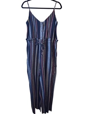 NWT Splendid Linen Blend Wide-leg Jumpsuit Sz M Striped sleeveless stretch waist - Image 1 of 4