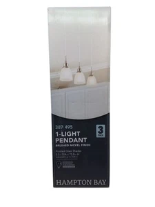 Hampton Bay HBV8991-BN Riverbrook 1-Light Brushed Nickel Mini Pendant 3PK OB - Picture 1 of 6