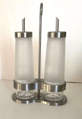 IKEA  Oil & Vinegar Dispenser Stainless Steel/Holder w/Handle. AU-176 - Image 1 of 4
