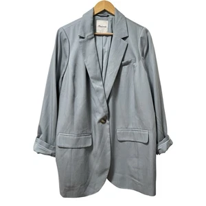 Blazer Madewell Mujer Larsen Drapeweave Talla 1X Azul Preppy Oficina Carrera - Imagen 1 de 11