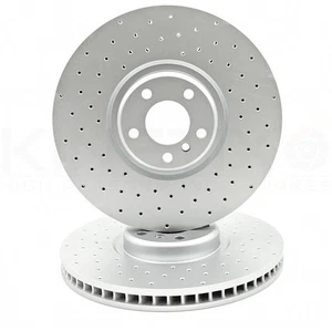 Para BMW X6M 4.4 E71 E72 Frente Cross Perforados Rendimiento Discos de Freno Par - Imagen 1 de 11