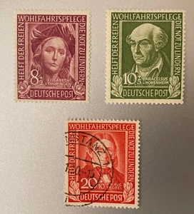 GERMANY 1949 SEMI-POSTAL Stamps: B 310 & B 311 (MNH) & B 312 (Cancelled) - Picture 1 of 4