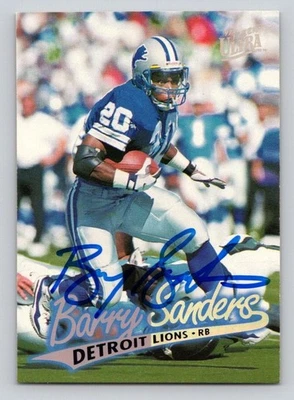 Tarjeta ultra autografiada de la NFL Fleer de Barry Sanders 1996-97 firma TTM/IP Foto 1 de 2