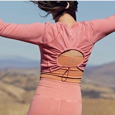 FREE PEOPLE FP MOVEMENT Круглая Задняя Обрезная Верхняя Коралловая Помада Вырез Йога Размер S - Изображение 1 из 4