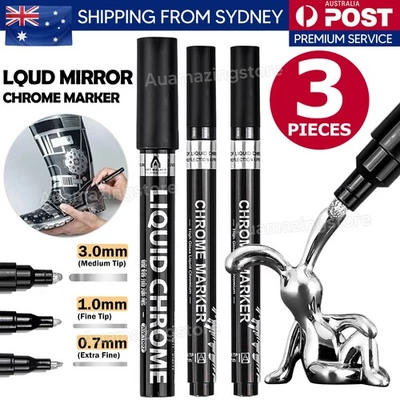 3pcs Liquid Chrome Marker Mirror Liquid Markers Pen Chrome Paint Pen Set ee - image 1 of 4
