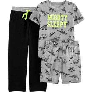 Juego de pijamas de 3 piezas dinosaurio Carter's Boys nuevo con etiquetas talla 18M estampado gris - Imagen 1 de 2