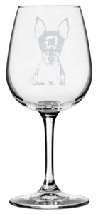 Toy Fox Terrier Dog Themed Etched All Purpose 12.75oz Wine Glass - Picture 1 of 1