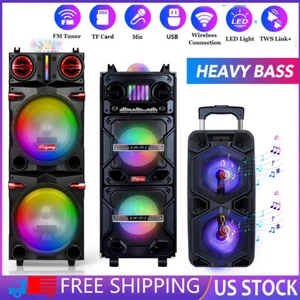 9000W Dual 10" Bluetooth Speaker Subwoofer Heavy Bass Sound System Party DJ Mic - Picture 1 of 25