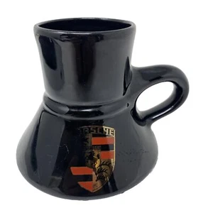 Vintage Porsche Black Coffee Mug Cup Gold Logo Graphic - Picture 1 of 11