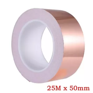 25m*50mm Copper Foil Adhesive Tape Conductive EMI Shielding Guitar Barrier Tapes - Picture 1 of 10