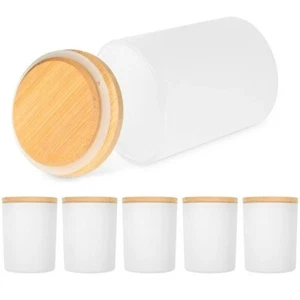 Candle Containers Jars Bamboo Lids Frosted for Candle Making, 15 Set of 7 OZ - Picture 1 of 16