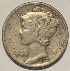 1943 P Mercury Dime (F/VF) ~ 90% Silver ~ Brilliant U.S. Coin ~ D2614 - Picture 1 of 2