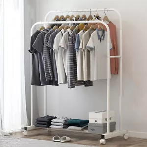 Super Strong Metal Clothing Garment Rack Cloth Hanger Rack Stand w Wheel&Storage - Picture 1 of 11
