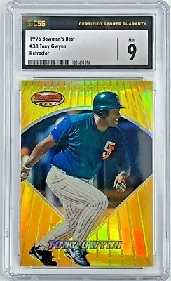Bowman's Best Refractor #38 1996 Tony Gwynn CSG 9 como nuevo Foto 1 de 4