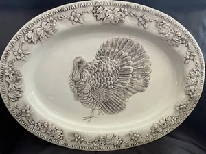 Turkey Platter - Johnson Brothers 18 Inch Friendly Village, embossed- Beige, New - Picture 1 of 6