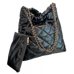 Women Crossbody Bag Fashionalbe PU Shoulder Bag for Office Travel (Black) - Picture 1 of 12