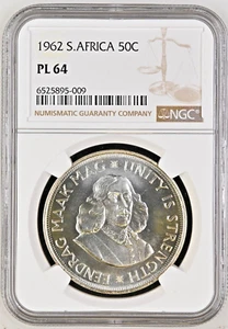 1962 SOUTH AFRICA 50 Cents Silver Coin Pretoria Mint NGC MS-PL64 - Bild 1 von 4