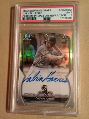 2023 Bowman Chrome Calvin Harris #307/499 AUTOGRAPH REFRACTOR #CDACHA PSA 9 Mint - Image 1 of 2
