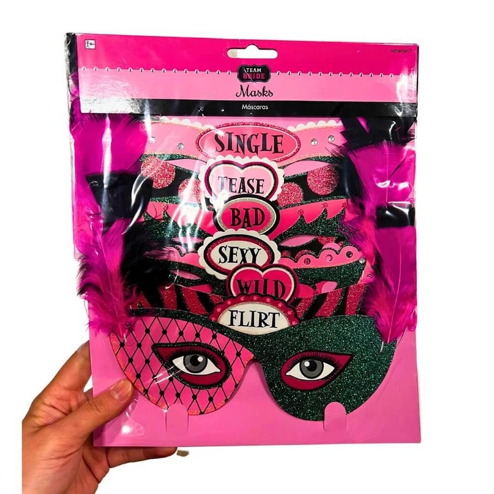 Bachelorette Party Paper Masks 6pk Hens Night Hen Party Outfit Accessories - Image 1 of 2